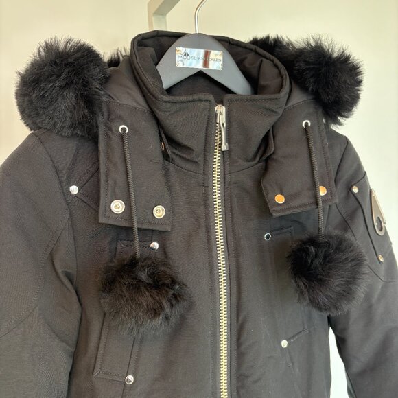 Moose Knuckles Women's Debbie Shearling Bomber Jacket Black in XS - Picture 4 of 7